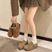 Fleece-Lined New Winter Warm Snow Boots Thick-Soled Lamb Wool Buckle Retro Furry Shoes For Women_vogvips.com