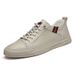 Men's Casual Board Shoes Small Size Lace-up-free Leather Board Shoes Hollow Hole White Shoes_vogvips.com