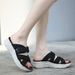 2025 Casual Summer Wedge Sandals Women Solid Color Breathable Round Toe Shoes Slip On Hook Loop Beach Outside Office_vogvips.com