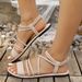 Plus-size Women's Summer 26 New Models, Flat-soled, Simple And Versatile, Korean Style, Cross-strap Beach Fairy-style_vogvips.com