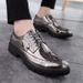 Euro Step 2025 New Brogue Shiny Thick Sole Carved Casual Nightclub Hairstylist Trendy Small Leather Shoes_vogvips.com