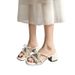 Butterfly Knot 2025 Summer French Style Chunky High Heels Round Toe Cool Silver Sandals For Women High-end Feel_vogvips.com