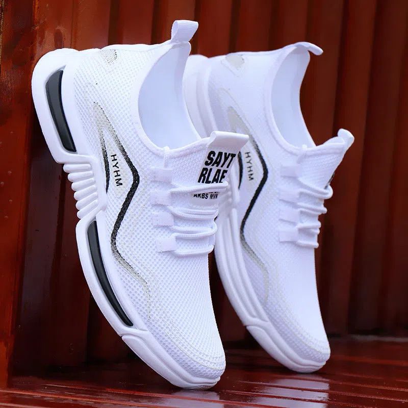 Men's Breathable Mesh Sports Shoes Summer Trendy Casual Flyknit Running Shoes Soft Sole Student Comfortable Shoes_vogvips.com