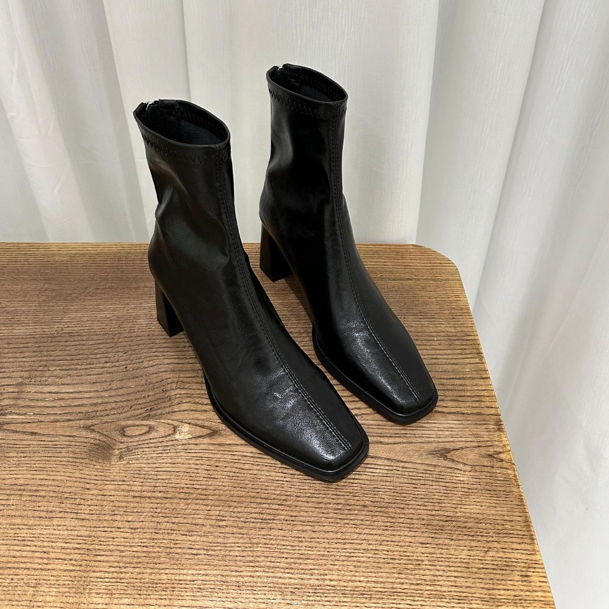 New Women's Chunky Heel Square Toe Martin Boots_vogvips.com