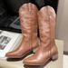 Women Boots Knee High Boots Heel Boots Women Ankle Boots Autumn Winter Short Boots Mid Calf Martin Ethnic Style Fashion Short Embroidered Square Heel_vogvips.com