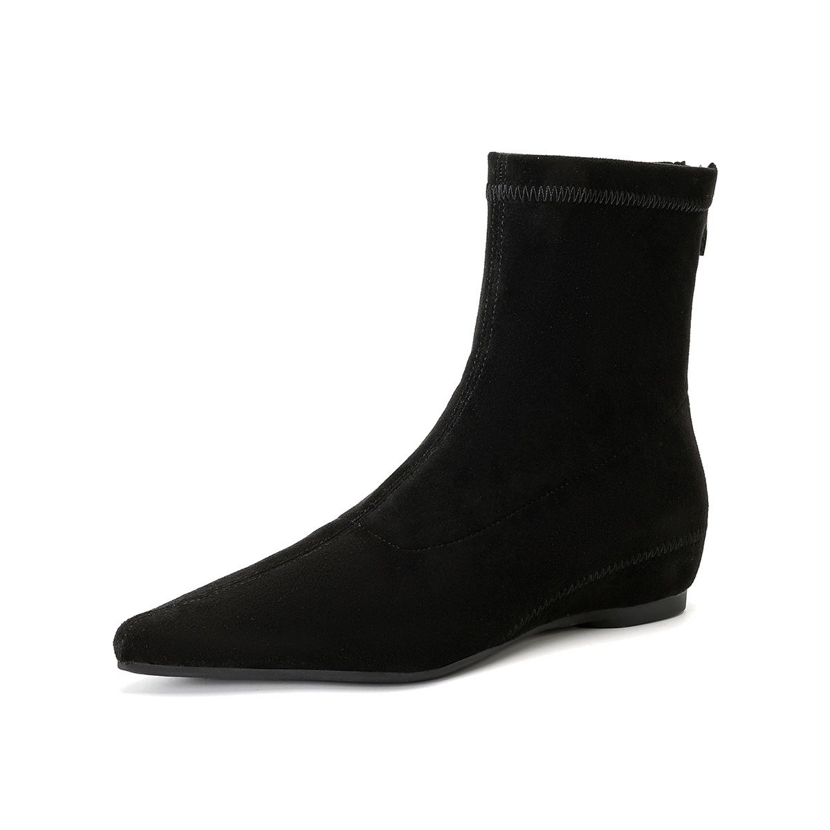 Weiwei Lady 351-1 Women's Height-Increasing Ankle Boots 2025 Autumn/Winter New Pointed Toe Slim Boots Suede Stretch Boots_vogvips.com
