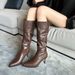 9800-2 Petite Pointed Toe New Thin Heel High Tube Long Fashion Leather Women Boots_vogvips.com