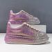 Glitter Platform Sneakers Trendy Gradient Color Casual Shoes With Cross Strap Design, Comfortable Low Heel & Rubber Sole For Everyday Wear_vogvips.com