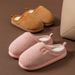 Winter Lamb Wool Women Indoor Home Non-Slip Fleece Lined Warm Couple Fluffy Simple Cotton Slippers For Men_vogvips.com