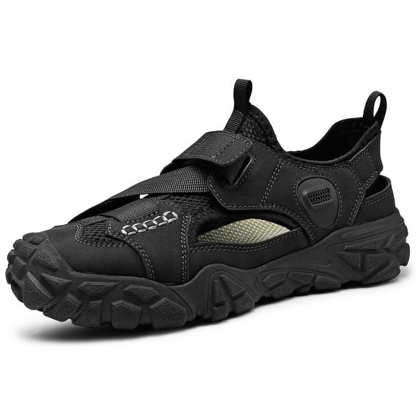 Men's Summer Sandals Hollow Breathable Closed-Toe Outdoor Casual Non-Slip Hiking Shoes, Large Size 46_vogvips.com