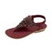 Embroidered Beaded Boho Flat Thong Sandals Large Size Comfortable Summer Footwear_vogvips.com