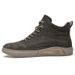 Flat-heeled Pigskin Velvet High-top Board Shoes Retro British Casual Round Head Lace-up Board Shoes Men's Shoes_vogvips.com
