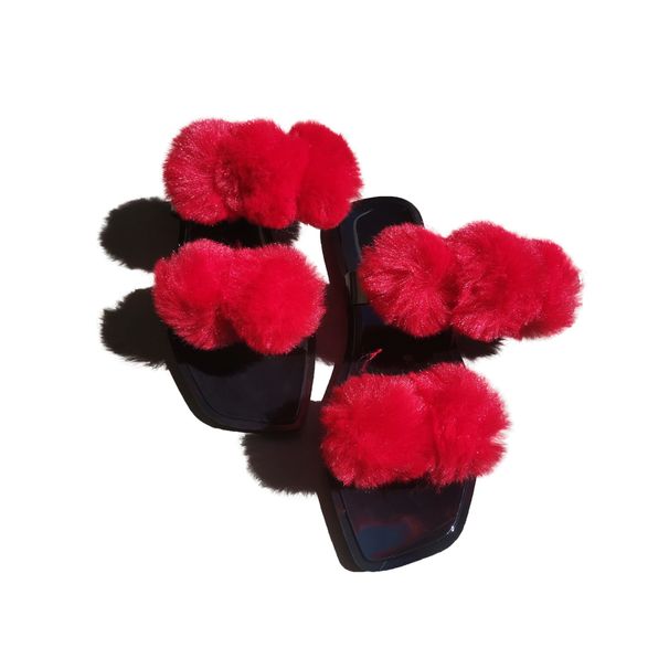 Women’s Shoes Fashion Fur Slippers Flat Bottomed Outer Wear Large Size Square Head Fur Sneakers_vogvips.com