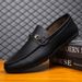 Waterproof Leather Casual One Foot Loafers, Handcrafted Business Low Cut Black British Men's Shoes, Flat Bottomed Thick_vogvips.com