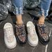 Fashion Women's Chunky Sole Sneakers With Rhinestones - Comfortable Low-Top Casual Shoes For Spring & Summer - Round Toe PU Leather Lace-Up Shoes_vogvips.com