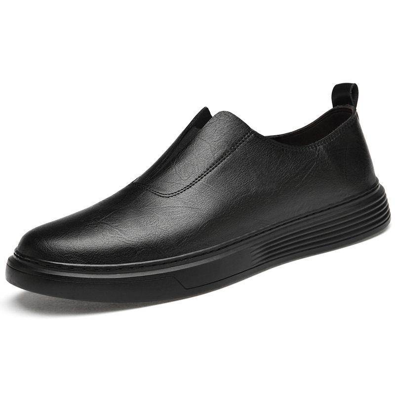 Men's Large-size Cowhide Board Shoes Men's European Station Casual Pure White White Shoes One-pedal Loafers_vogvips.com