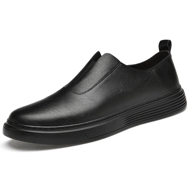 Men's Large-size Cowhide Board Shoes Men's European Station Casual Pure White White Shoes One-pedal Loafers_vogvips.com