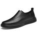 Men's New Large Size Genuine Leather Sneakers Trendy Casual Pure White Loafers Slip-On Shoes_vogvips.com