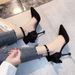 Sexy Korean-style Stiletto High Heels For Women, Versatile Black Slimming Pointed-toe Shoes With Hollow Design, Single_vogvips.com