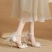 Women's Shoes Elegant White Pointed-Toe High Heels For Women - Versatile Wedding & Party Shoes With Adjustable Ankle Strap - PU Leather Pumps_vogvips.com