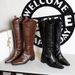 Hand-scratched Winter Boots Women's Boots Thick Heel Middle Heel Pointed Knight Boots High Boots_vogvips.com