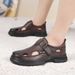 Summer Closed-Toe Velcro Hole Genuine Casual Hollow Sandals Non-Slip Breathable Dad Thick Sole Leather Shoes For Men_vogvips.com