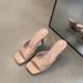 Patent Leather Large Size Cool Slippers New Summer Versatile Thin Heel Square Toe Sexy Outer One-word Slippers_vogvips.com