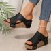 Women's Shoes Large Size Foreign Trade Wedge Sandals 2025 Summer New Retro Thick Bottom Fish Mouth Roman Sandals Women's Platform Cake Thick Bottom_vogvips.com