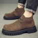High-top Leather Shoes Men's Retro Thick-soled Heightened Fur Martin Boots Genuine Leather Medium-top Short Boots_vogvips.com