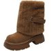 2025 Autumn Winter New Cotton Shoes Grape Mom Same Style Round Toe Furry Warm Thickened Sole Snow Boots For Women_vogvips.com