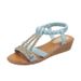 Women's Shoes Summer Fashion Fish Mouth Set Foot Wedge Heel Fashion Leisure Large Size Bohemian Rhinestone Sandals_vogvips.com