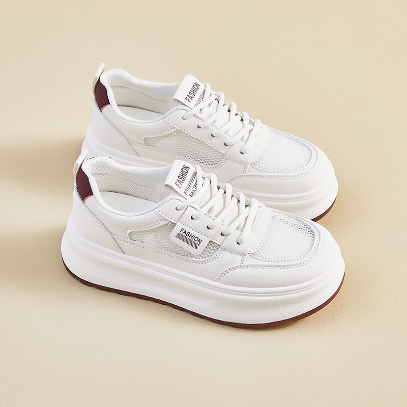 Little White Shoes Female Students Thick-soled Heightening Shoes Mesh Breathable Casual Shoes_vogvips.com