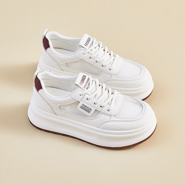 Little White Shoes Female Students Thick-soled Heightening Shoes Mesh Breathable Casual Shoes_vogvips.com