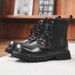 Retro Tooling Black Martin Boots Men's Outdoor Locomotive Boots Heightened Platform High-top Shoes_vogvips.com