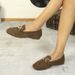 European And American Style Slip-On Loafers For Women, New Metal Chain Suede Flats, Round Toe Versatile Flat Moccasins_vogvips.com