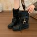 Sudingjia~4CM Height-Increasing Hot Girl Chunky Heel Martin Women Autumn Winter Knight Motorcycle Short Boots_vogvips.com