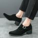 Men's Shoes Plus Size High Heel Leather Shoes Thick Sole Heightening Casual Leather Shoes Trendy Retro Green Leather Shoes_vogvips.com