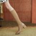 Socks Women 2024 Women's Autumn And Winter Thick Medium Heel Knitted Slimming High Tube Over-the-Knee Long Boots Trend_vogvips.com