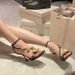 26ss Summer New Style Gold Flower Single Shoes One-Strap Sexy Open-Toe Design Square Toe Stiletto High Heel Sandals For_vogvips.com