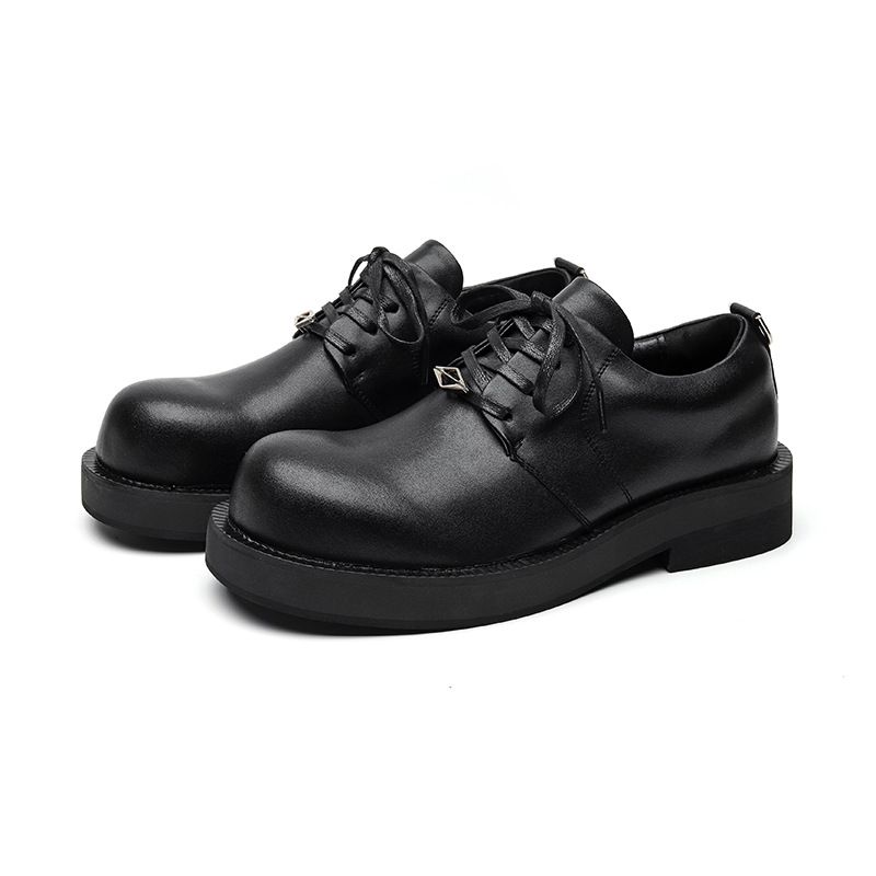 Niche Big Toe Leather Shoes Men's Casual Business Round Toe Derby Shoes 2023 Dark British Style Trend 188188-R_vogvips.com