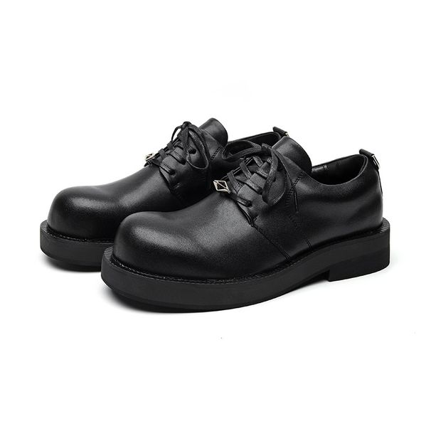 Niche Big Toe Leather Shoes Men's Casual Business Round Toe Derby Shoes 2023 Dark British Style Trend 188188-R_vogvips.com