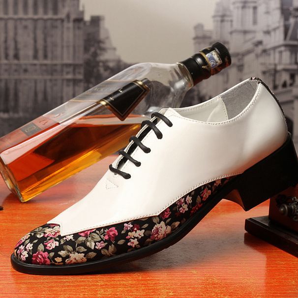 Pointed Toe Business Color Block Fashion Casual Leather Nightclub Men British Korean Style Hidden Heel Trendy Shoes_vogvips.com