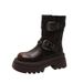 Zhao Zhaoyi Same Martin For Women, Autumn And Winter Fleece-Lined Western With Belt Buckle, British Style Mid-Calf_vogvips.com