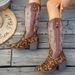 Women's Shoes Large Size Leopard Print Thick Heel High Top Cotton Boots Women Autumn And Winter New Embroidered High Top Fashion Snow Boots_vogvips.com