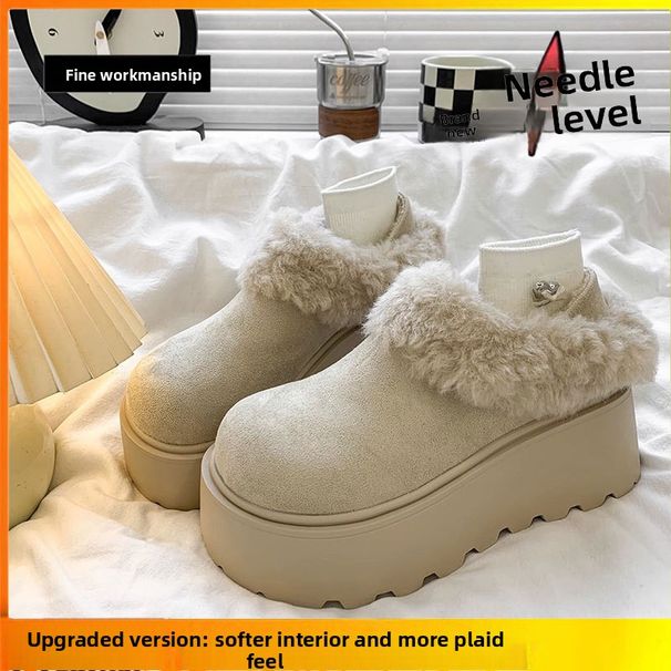Genuine Leather Thick-Soled Height-Increasing Full-Coverage Furry Shoes For Women 2025 New Winter Plush Snow_vogvips.com