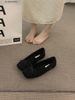 French Flat Bottom Gentle Grandma Women Autumn Winter Fairy Style Soft Sole With Skirt Bow And Velvet Bean Single Shoes_vogvips.com