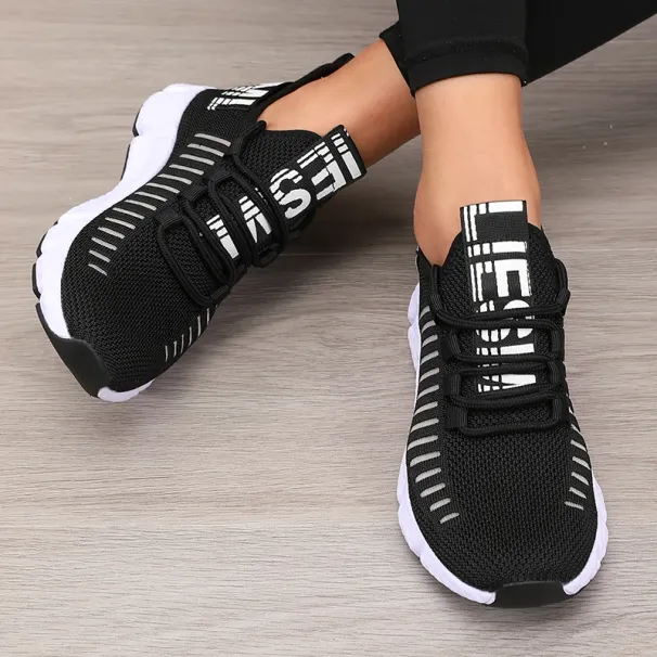 Women's Mesh Lightweight Soft Sole Jogging Strap Breathable Fashion Sports Walking Casual Tennis Flat Shoes For Men_vogvips.com