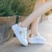 SHLIANG Women Casual Fashion Bee Decor Round Head Sneakers Leather Lace-Up Platform Ladies Vulcanized Shoes Female_vogvips.com