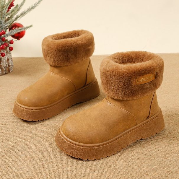 Women's Shoes New Winter Style Thickened Fur Snow Boots ~ Round Toe, Thick Sole, Lightweight Platform, Plus Size Short Boots For Women._vogvips.com