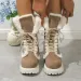 Thick Plush Winter Artificial Fur Platform Ankle For Womens Mid-range Lace Snow Boots And Thick Cotton Shoes 241022_vogvips.com